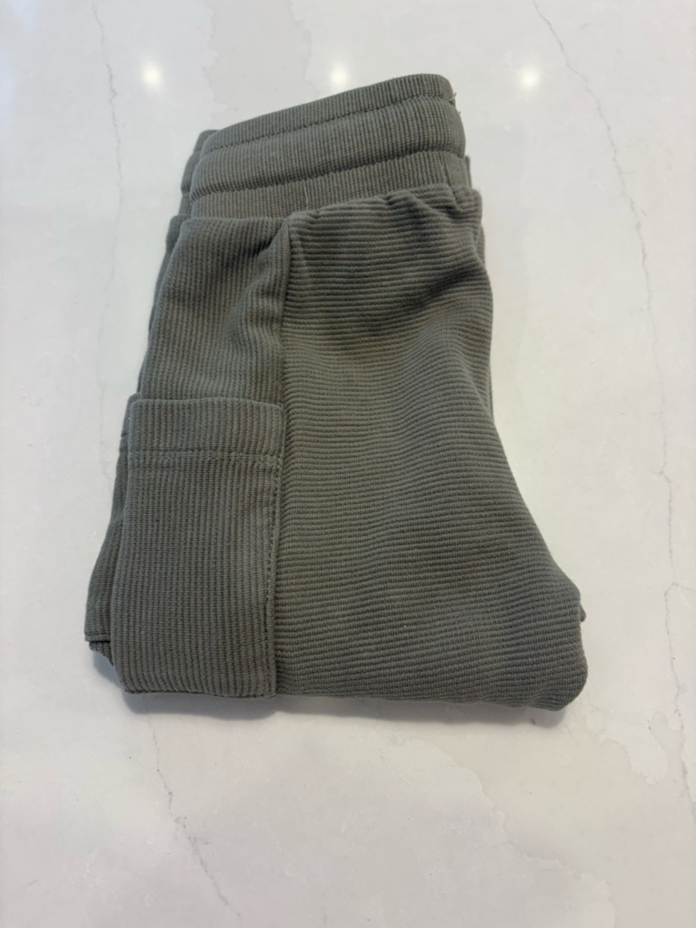 Kids Ribbed Casual Pants - Olive Gray
